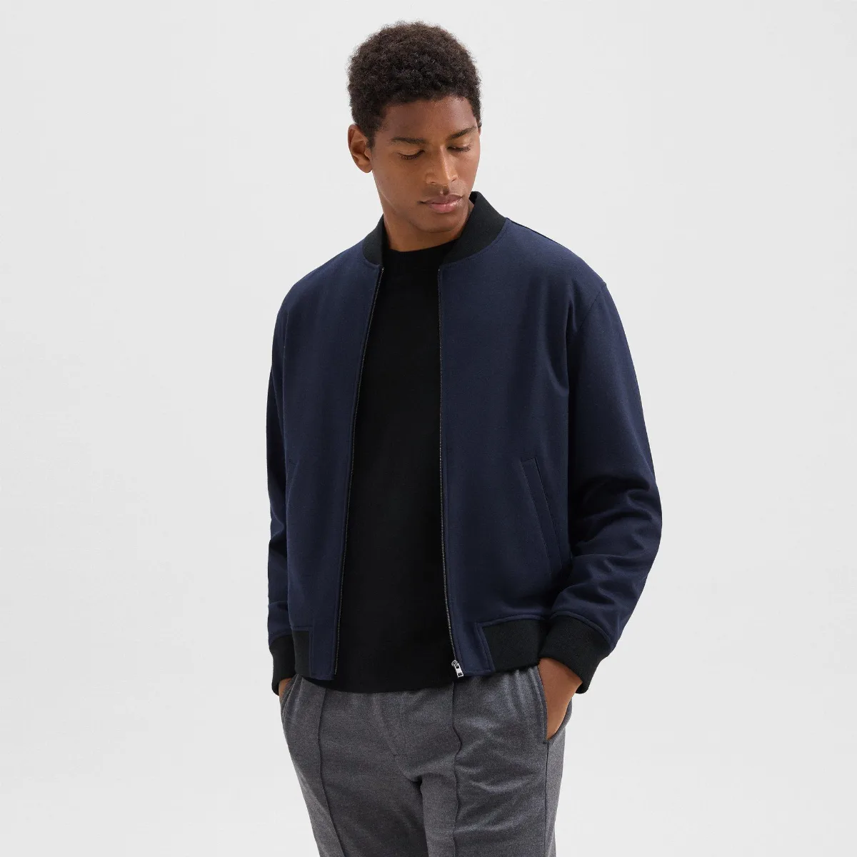 Bomber Jacket in Wool-Blend Knit