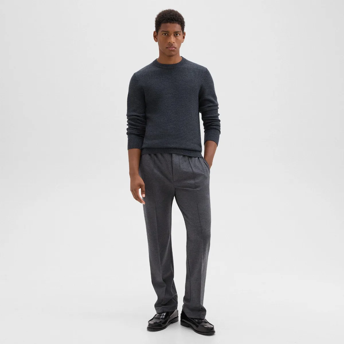 Relaxed Drawstring Pant in Wool-Blend Knit by Theory