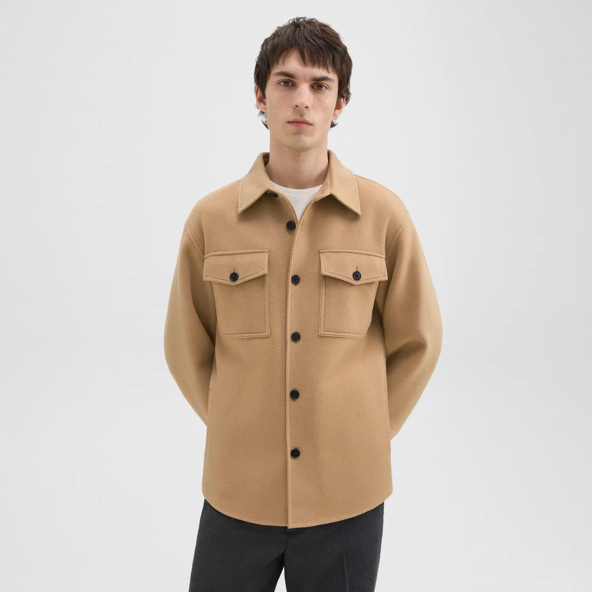 Shirt Jacket in Double-Face Wool-Cashmere by Theory