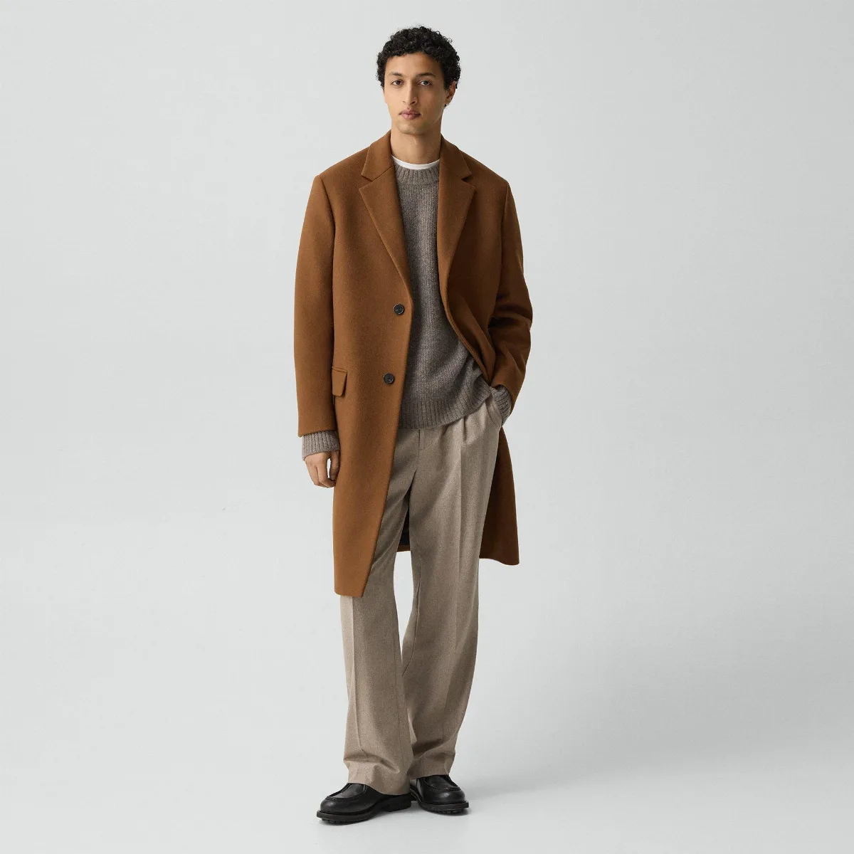 Two-Button Coat in Plush Melton by Theory
