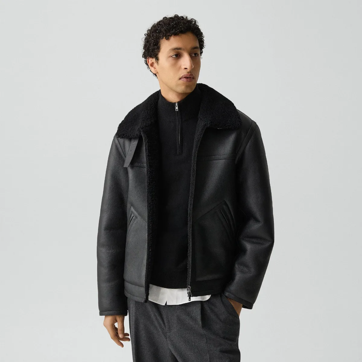 Aviator Jacket in Shearling by Theory