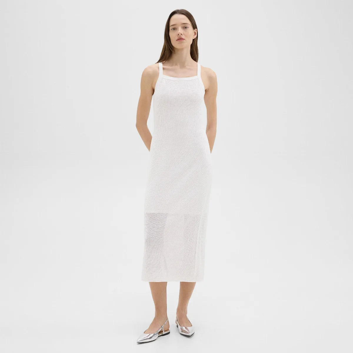 Pointelle Midi Dress in Crepe Knit by Theory