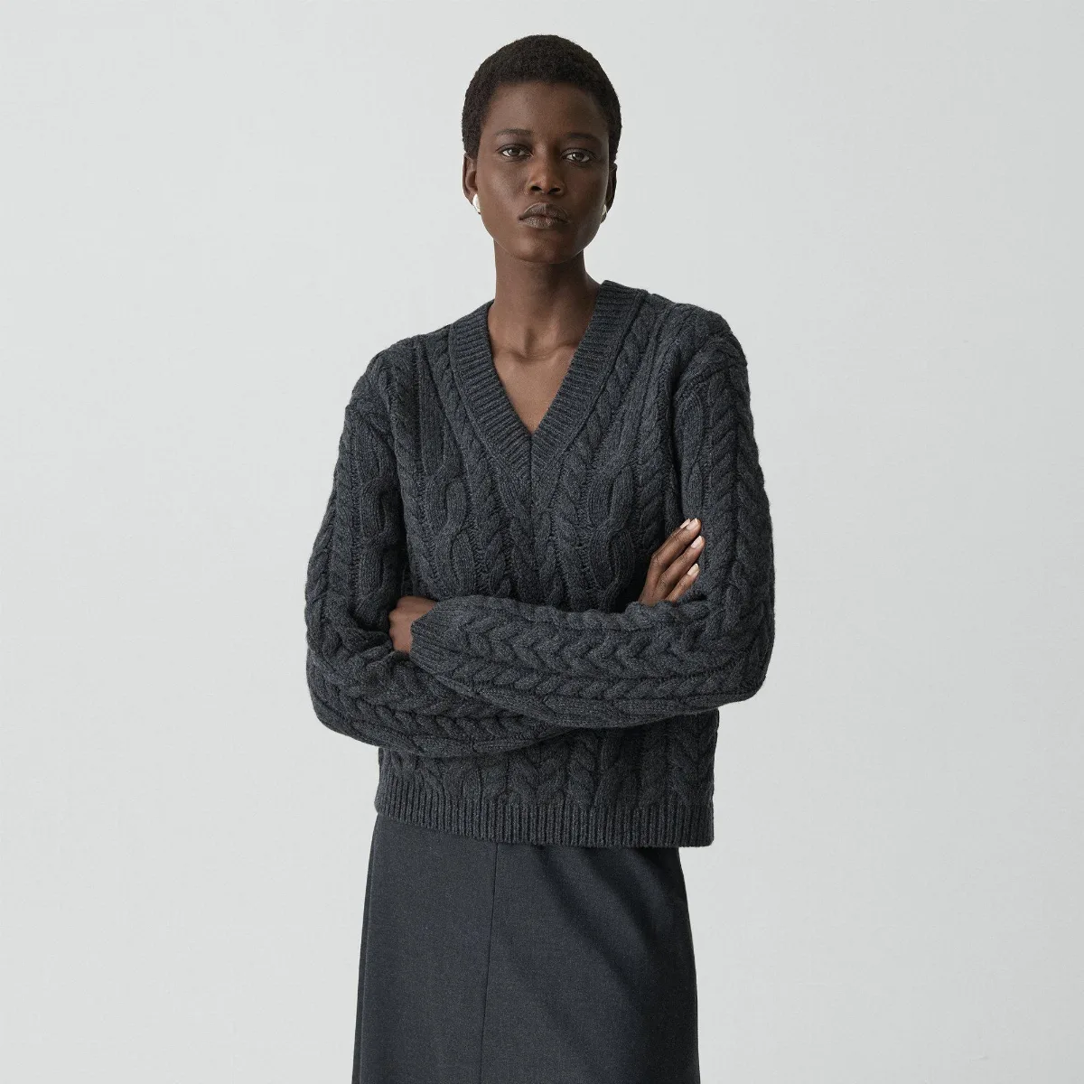 Cable-Knit Sweater in Felted Wool-Cashmere by Theory