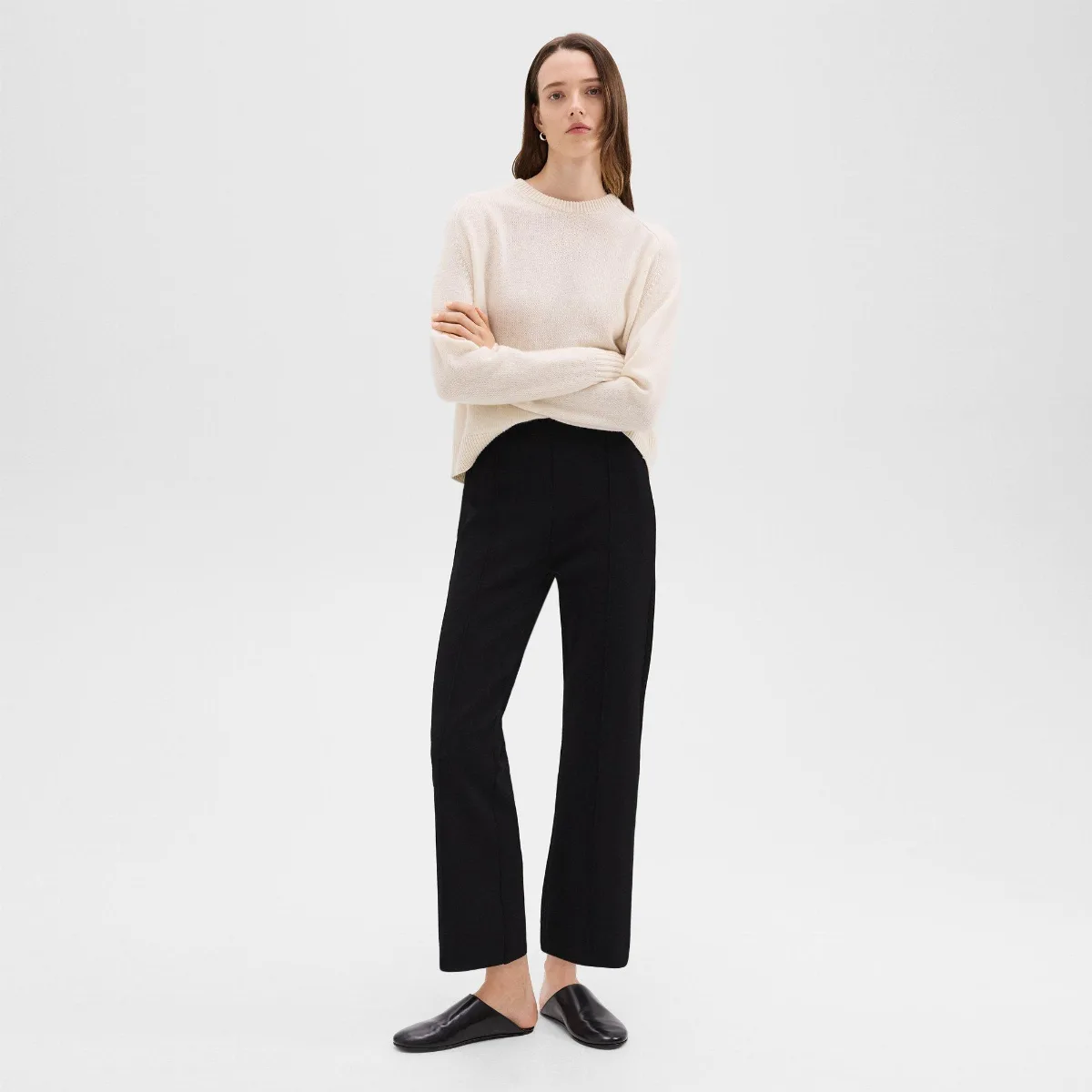 Cropped Flare Pant in Crepe Knit by Theory