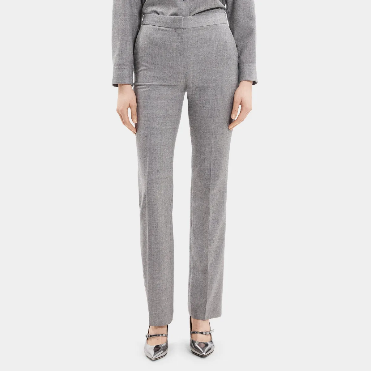 Slim-Straight Pant in Mlange Wool Flannel by Theory
