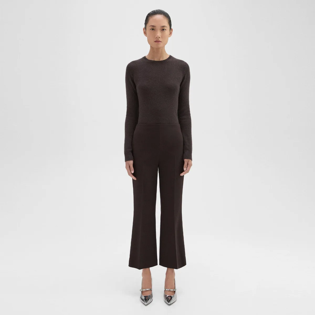 Cropped Kick Pant in Double Weave by Theory