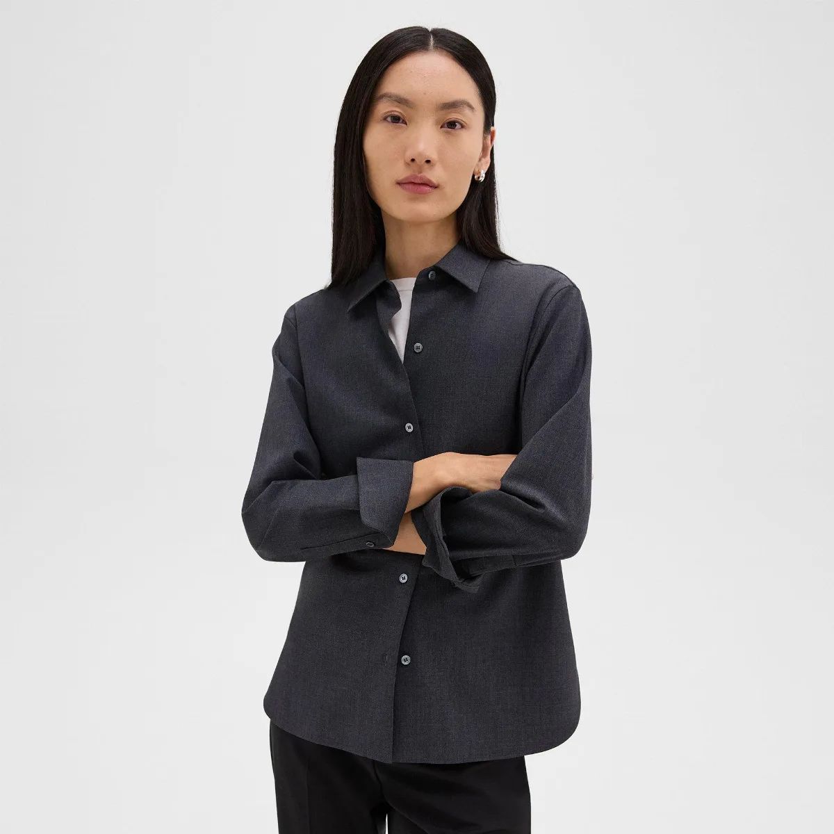 Straight Shirt in Good Wool by Theory