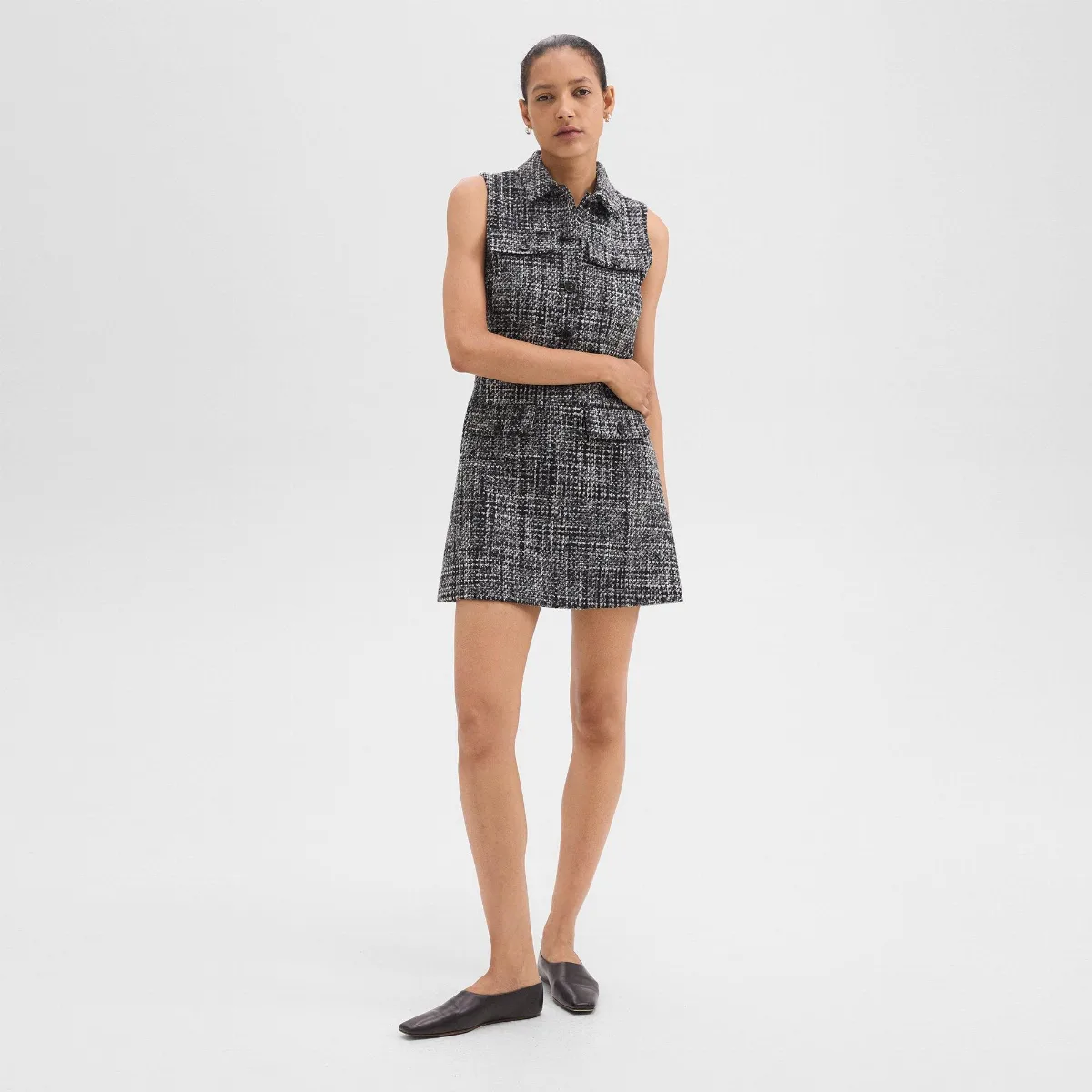 Military Mini Dress in Mlange Tweed by Theory