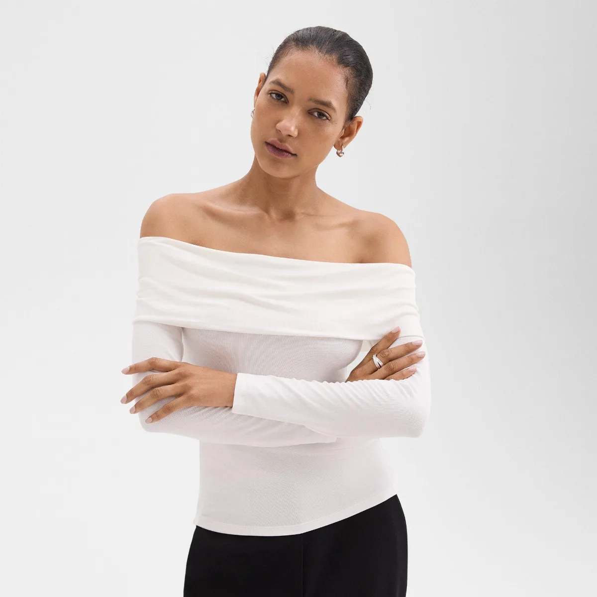 Off-the-Shoulder Top in Ribbed Viscose by Theory