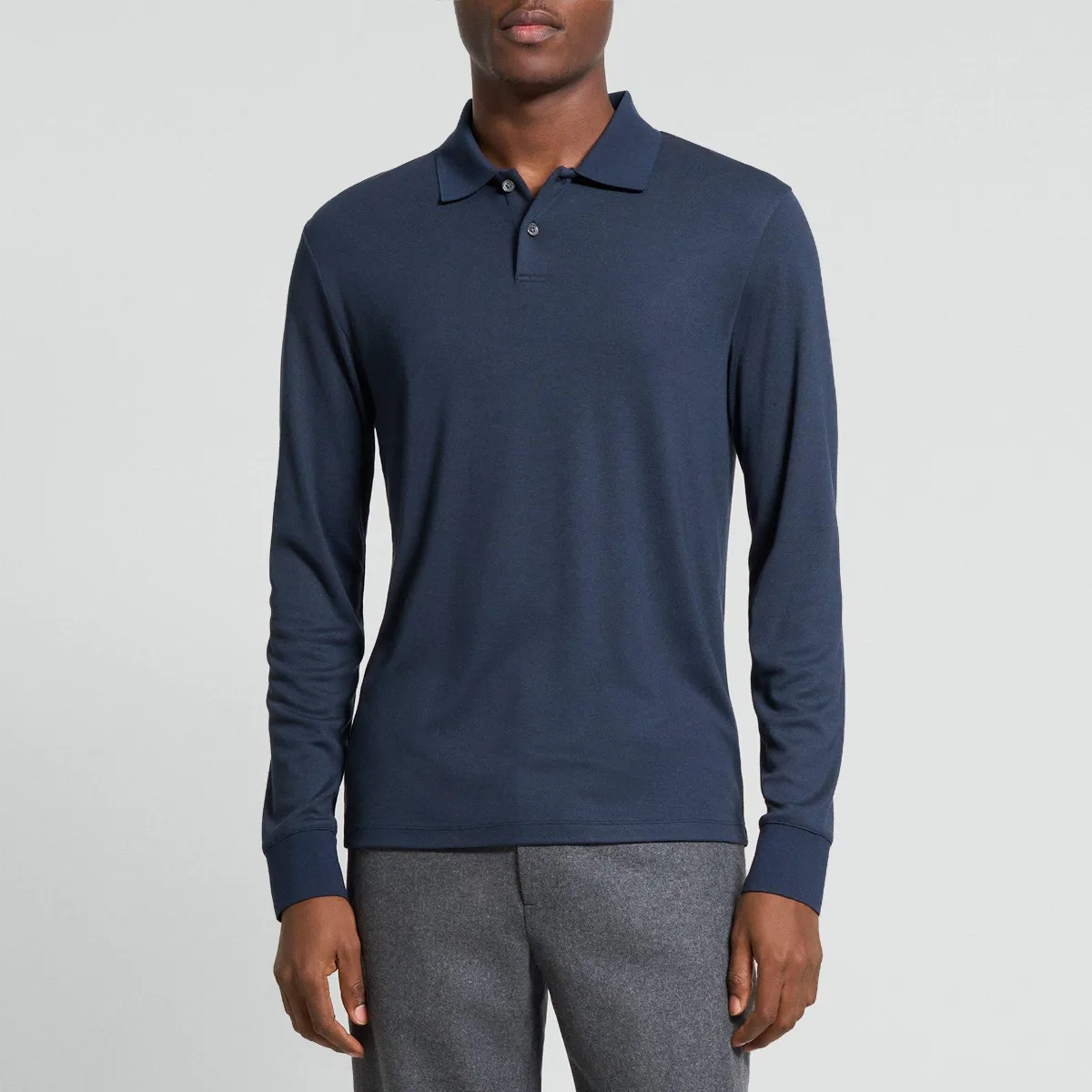 Goris Long-Sleeve Polo Shirt in Anemone Modal Jersey by Theory