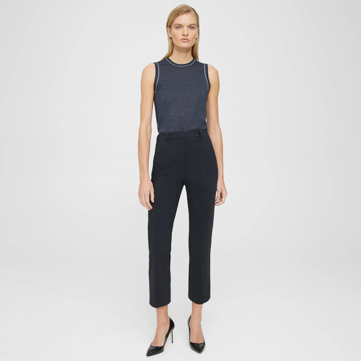 Cropped High-Waist Pant in Precision Ponte by Theory
