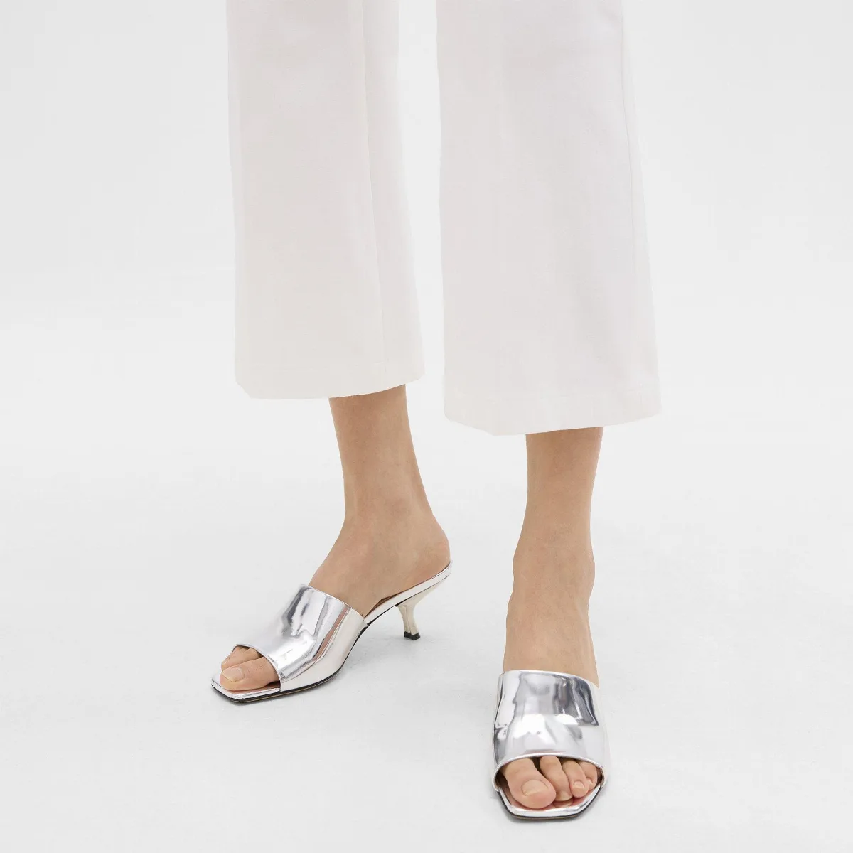 Mule Sandal in Metallic Leather by Theory