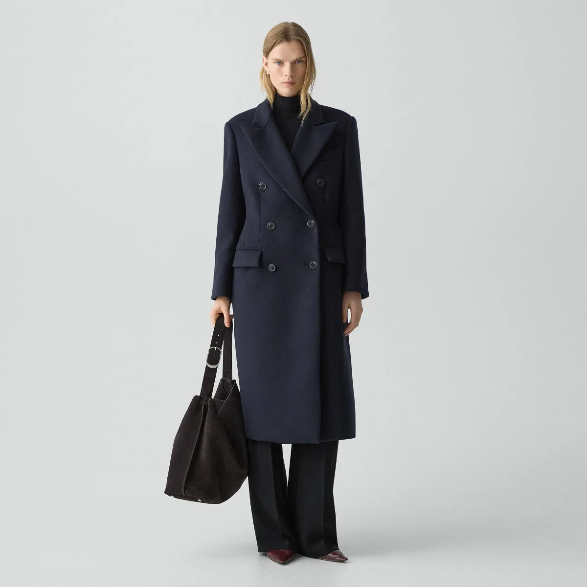 Double-Breasted Peacoat in Plush Melton by Theory