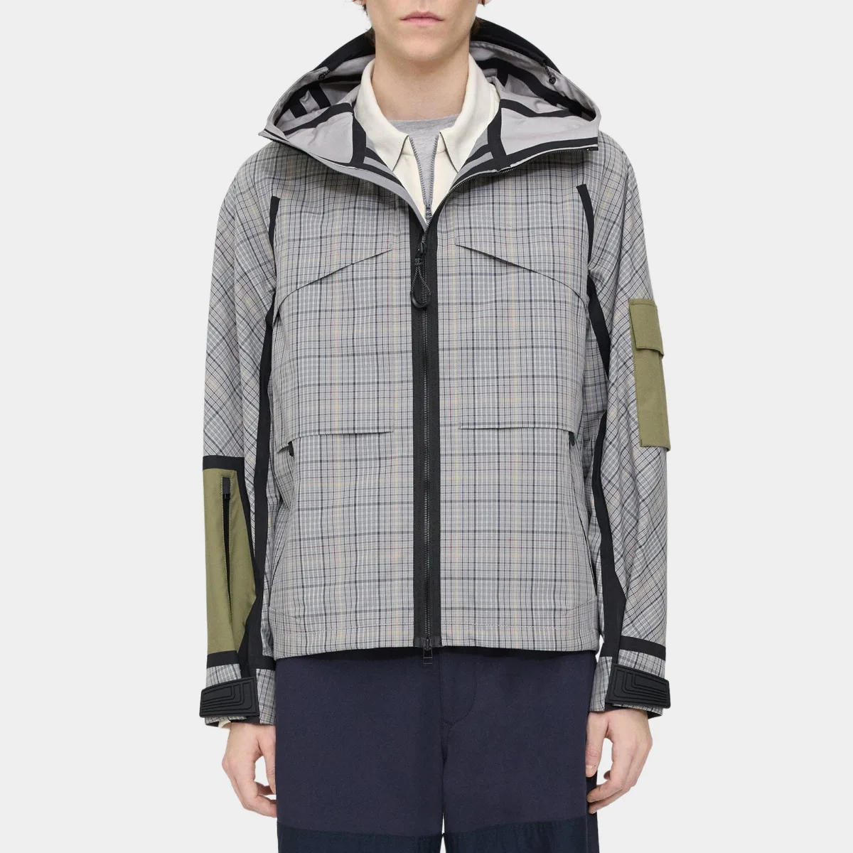 Backed Jacket in Cotton Check by Theory