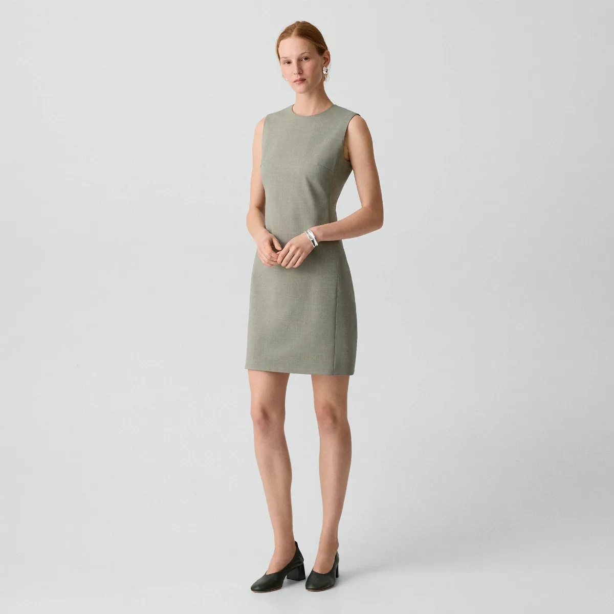 Sleeveless Fitted Dress in Wool Gabardine by Theory