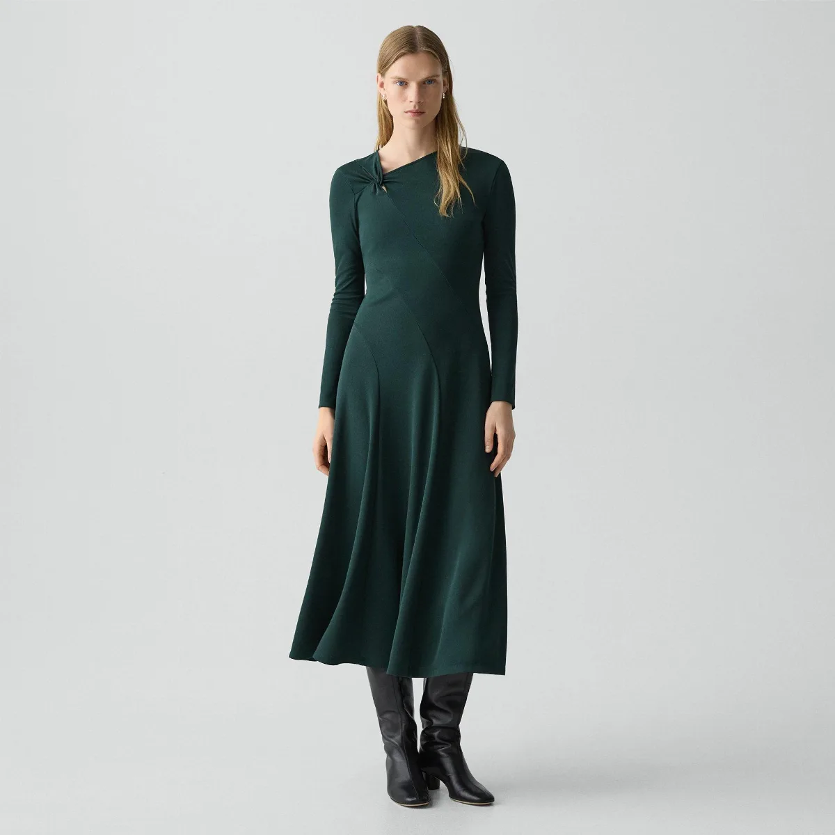 Twist Neck Dress in Crepe Jersey by Theory