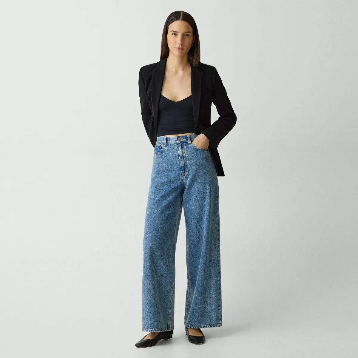 High-Waisted Wide-Leg Pant in Relaxed Denim by Theory
