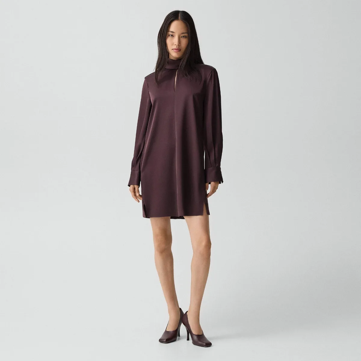 Blouson Sleeve Dress in Satin by Theory