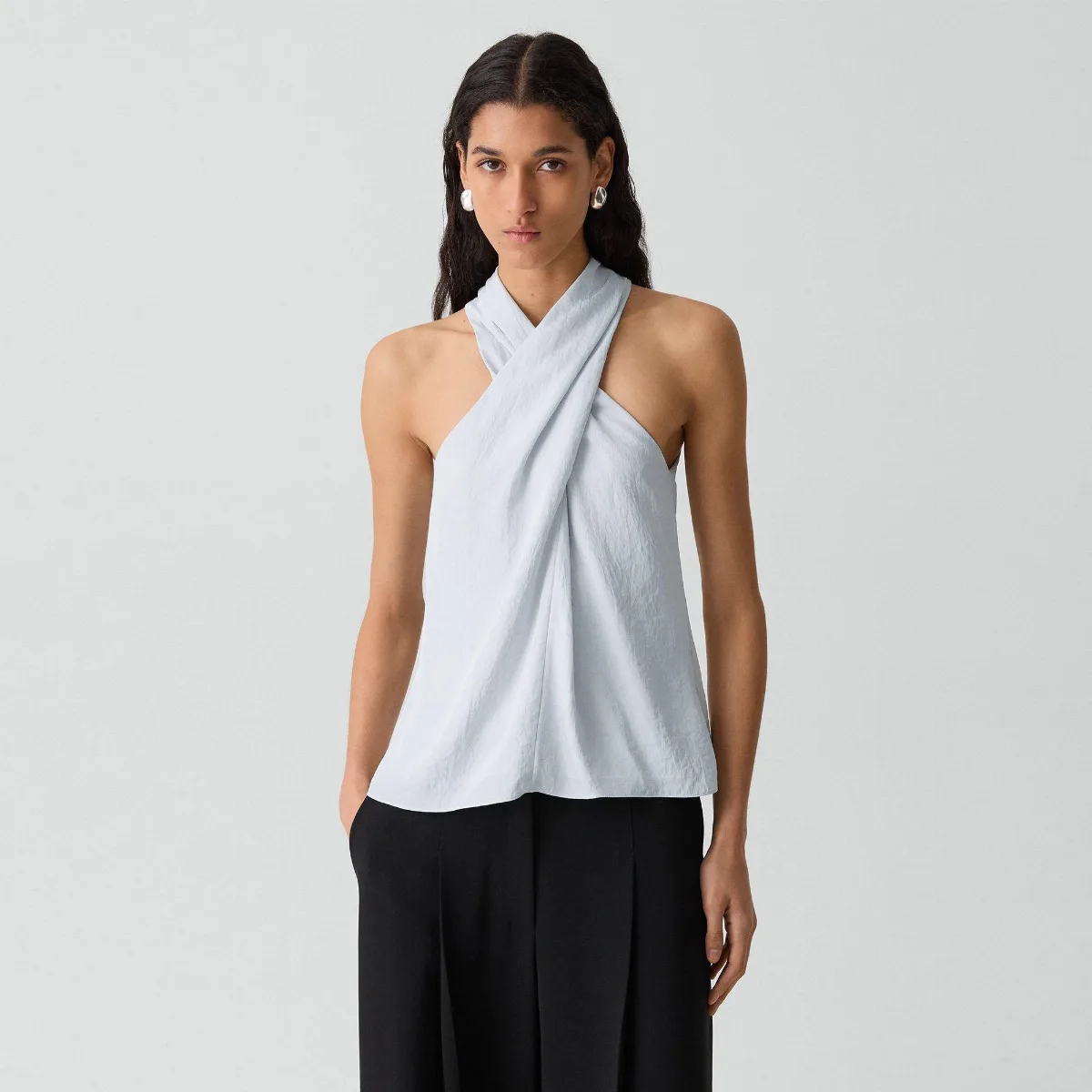 Twisted Halter Top in Washed Twill by Theory