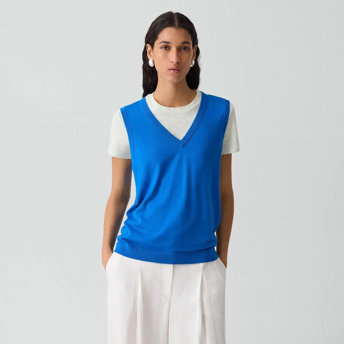 V-Neck Tank Top in Regal Wool by Theory
