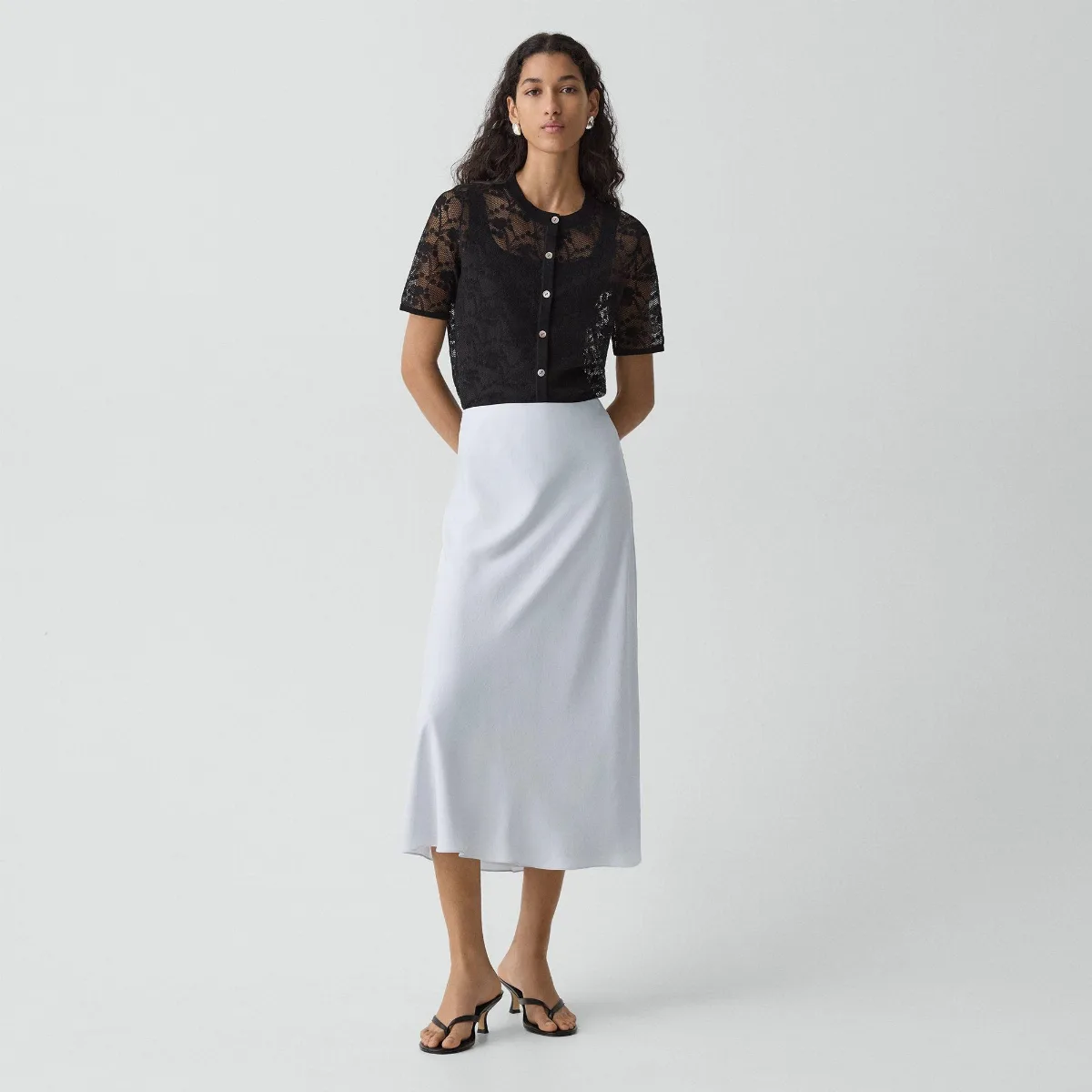 Fluid Pull-On Skirt in Washed Twill by Theory