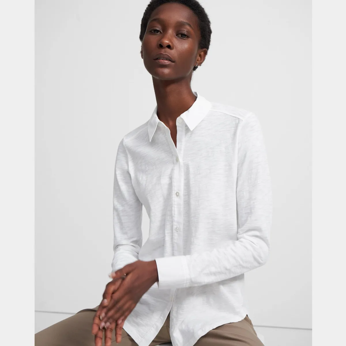 Button Up Shirt in Organic Cotton by Theory