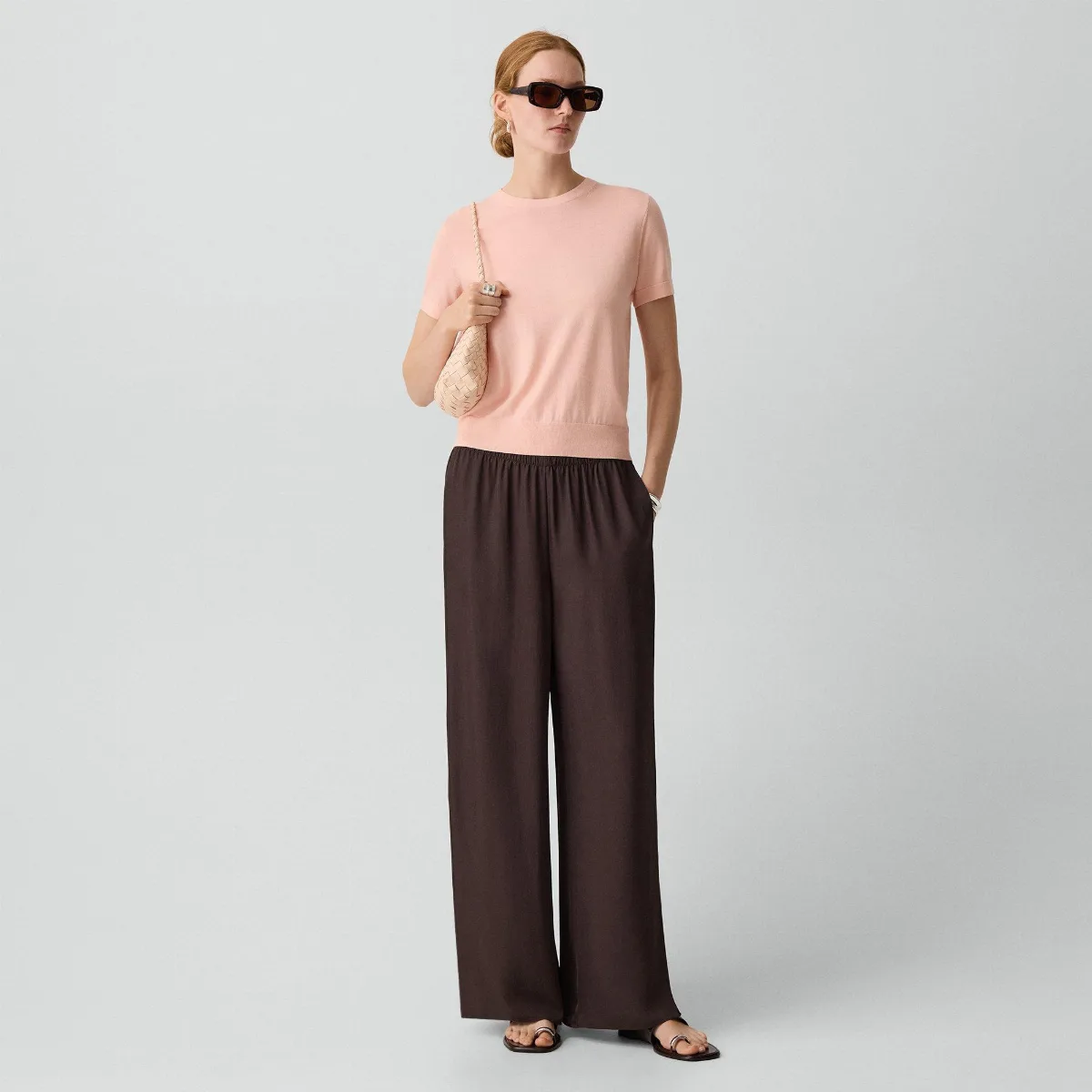 Side Vent Pull-On Pant in Washed Twill by Theory