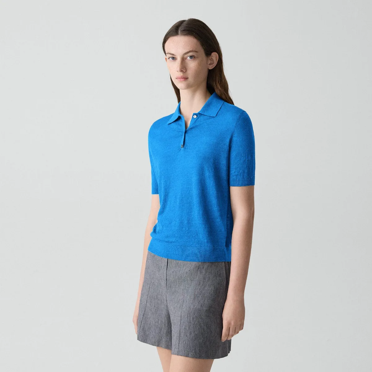 Sheer Polo Shirt in Linen Knit by Theory