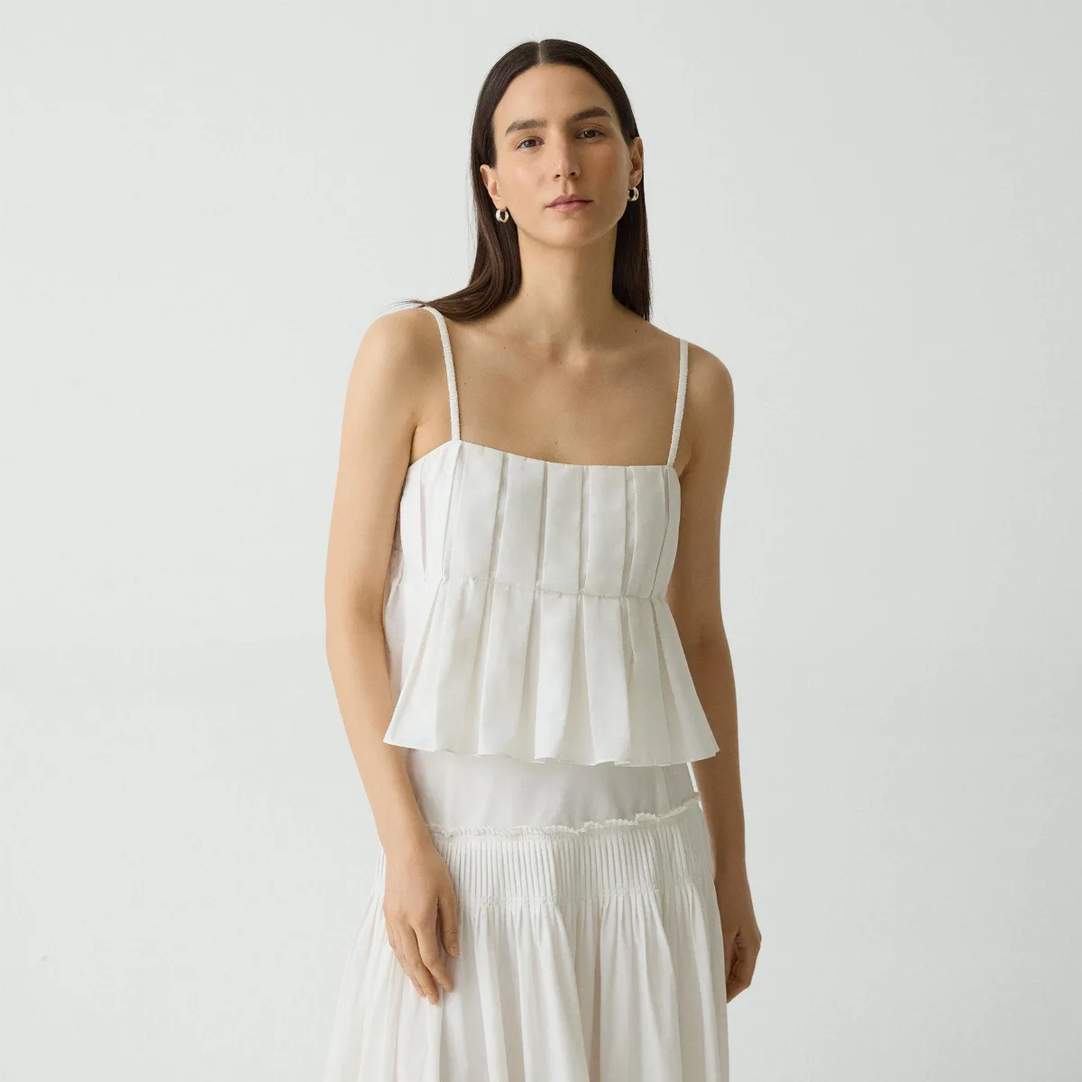 Pleated Camisole in Cotton-Blend by Theory