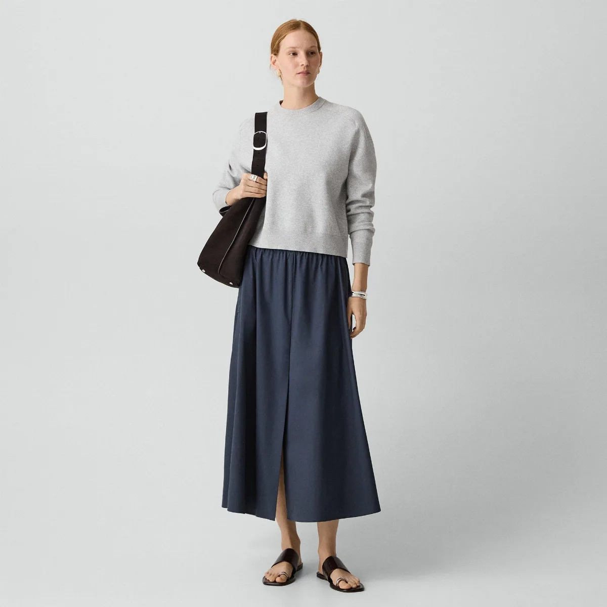 Vented Skirt in Relaxed Poplin by Theory