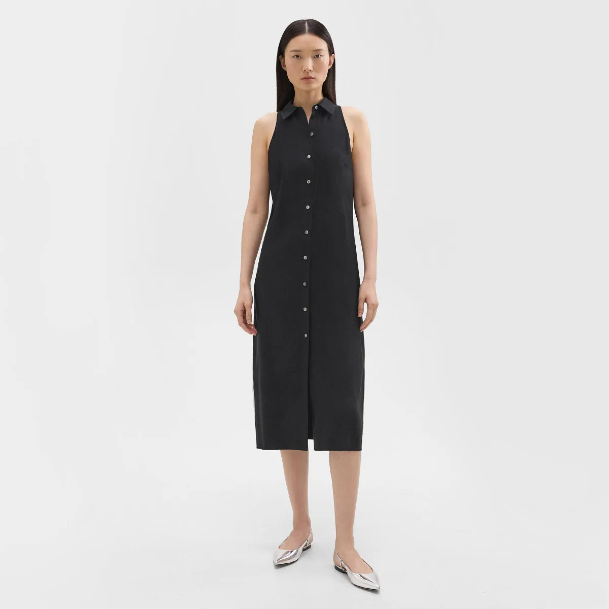 Halter Neck Shirt Dress in Linen-Viscose by Theory