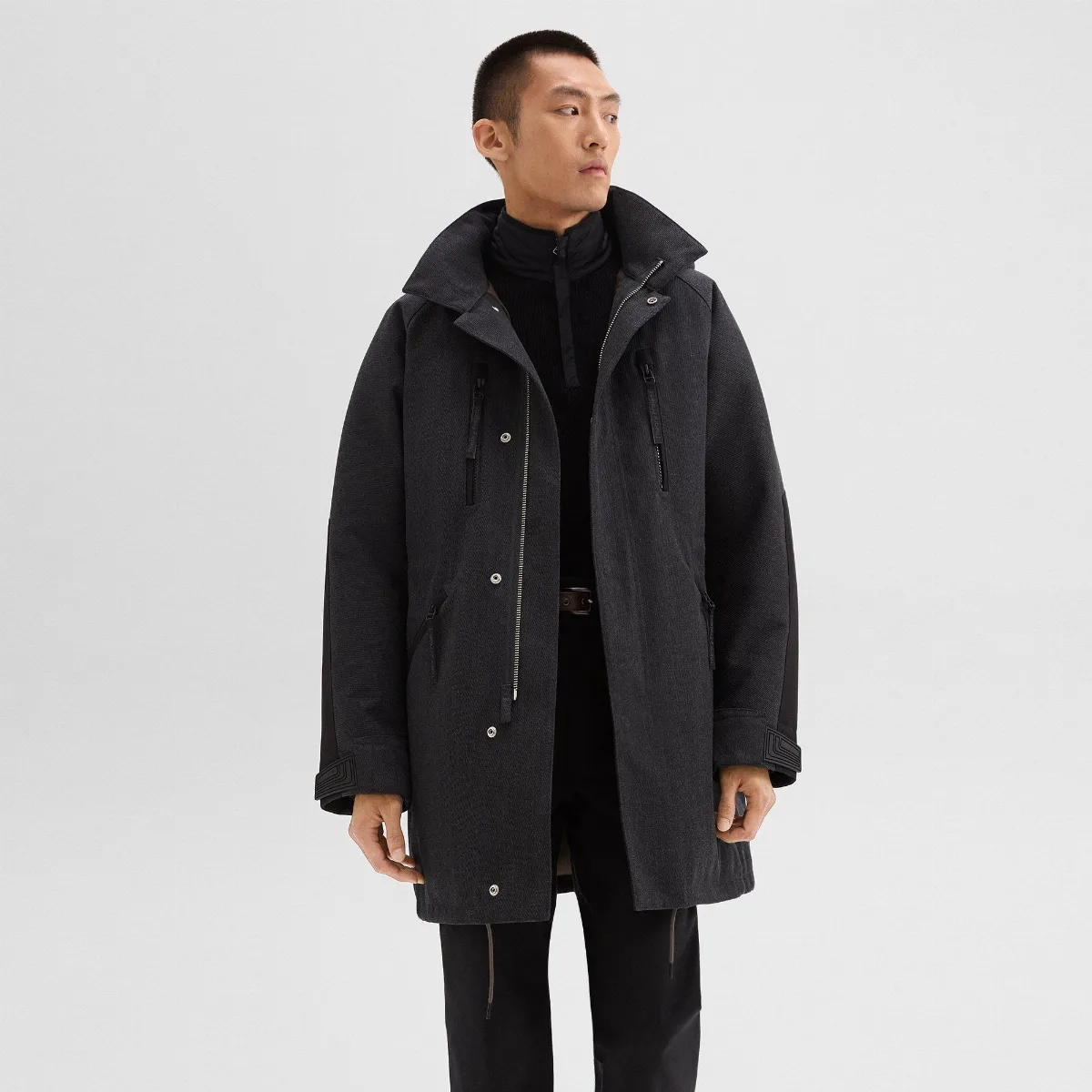 Hooded Parka in Wool-Blend Twill by Theory