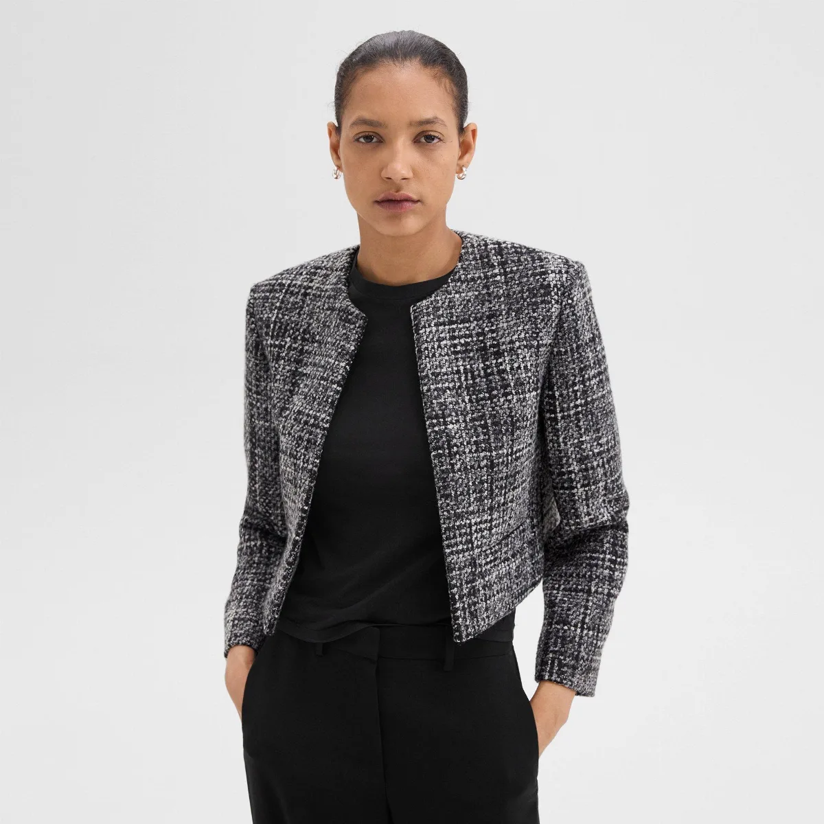 Cropped Jacket in Mlange Tweed by Theory