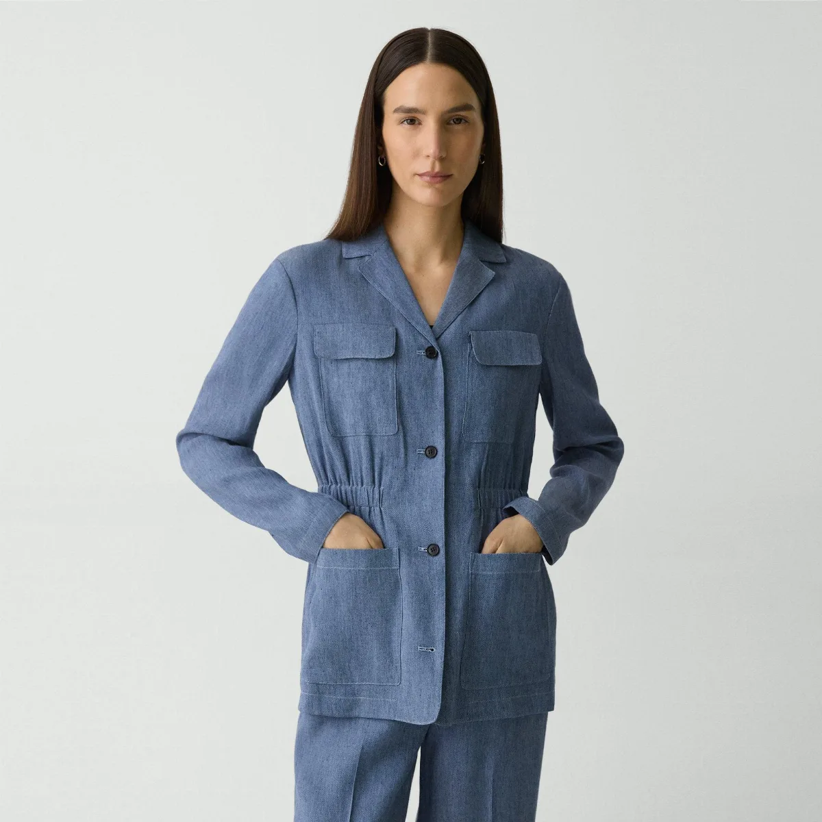 Cinched Jacket in Fluid Linen by Theory