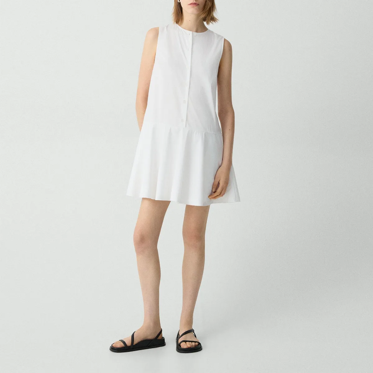 Sleeveless Mini Dress in Good Cotton by Theory