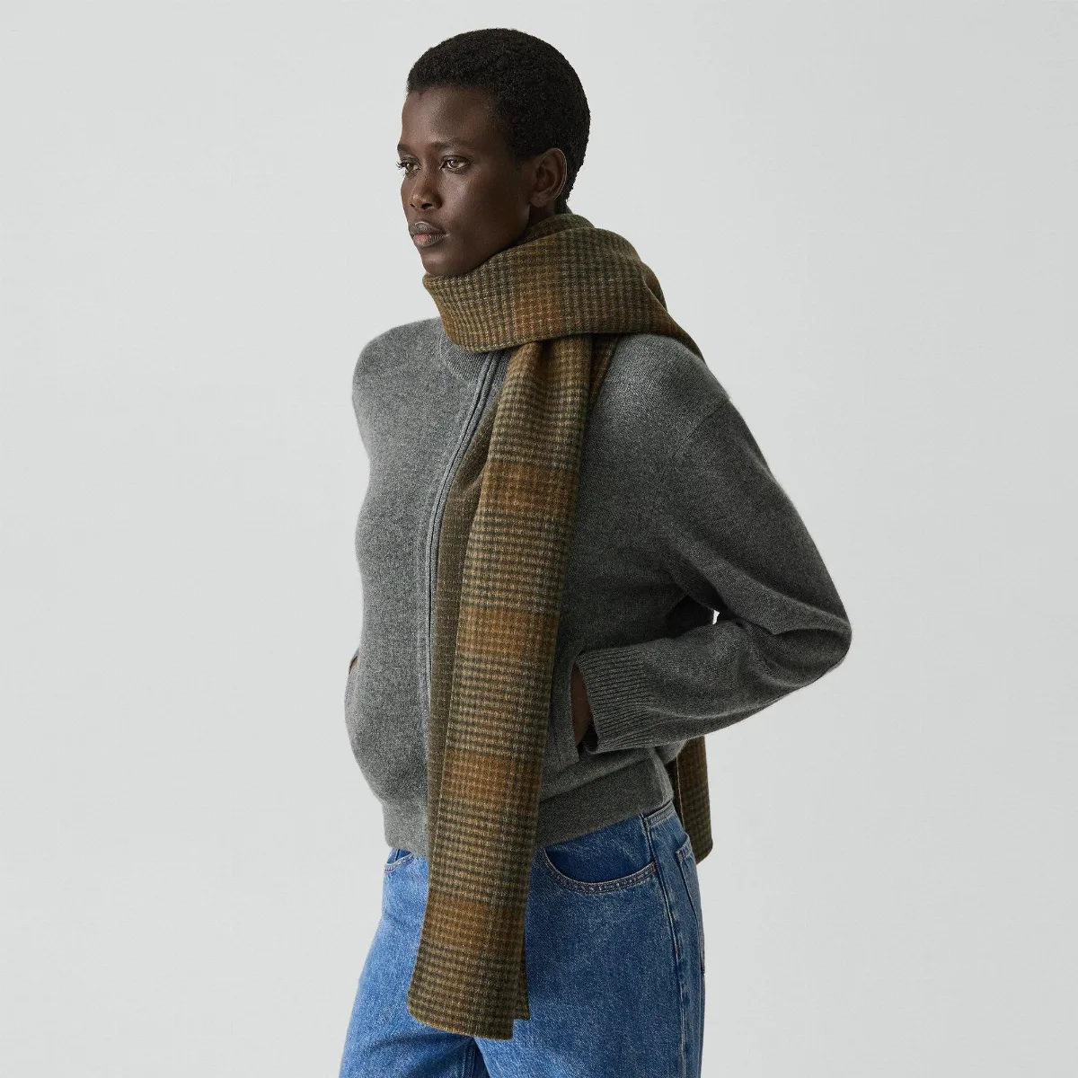 Stole in Plaid Double-Face Wool-Cashmere by Theory