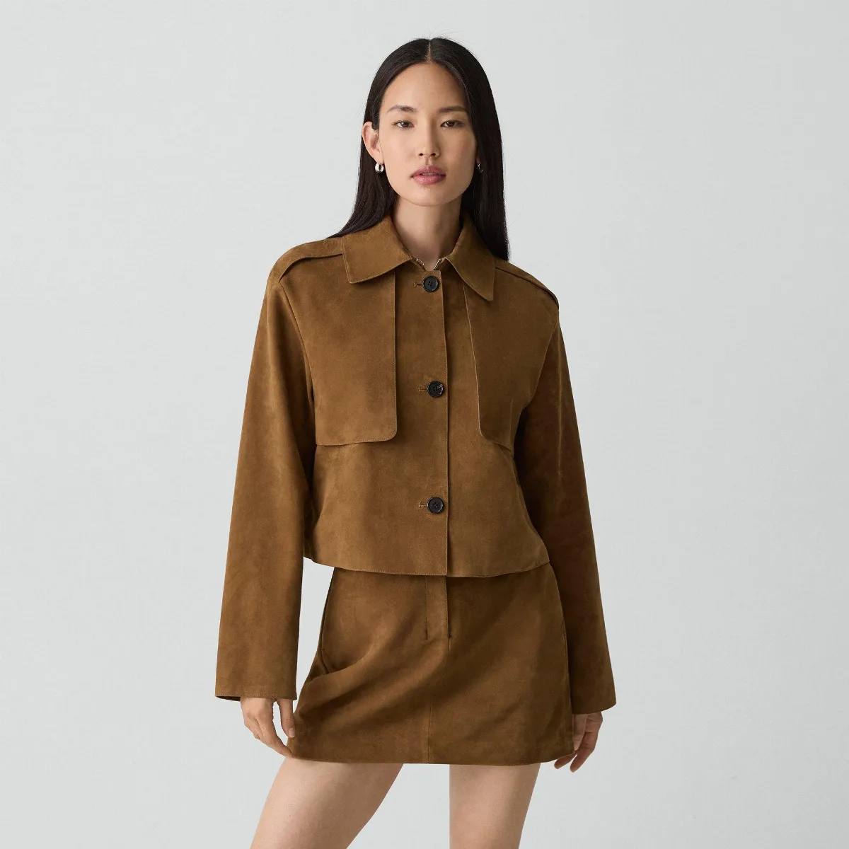 Cropped Trench Coat in Suede by Theory