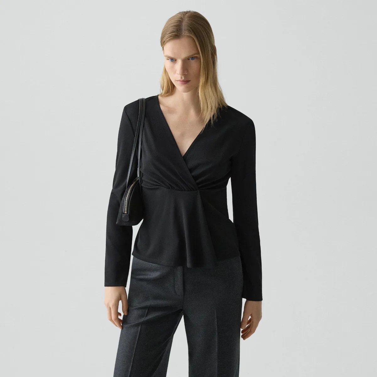 Gathered Top in Crepe Jersey by Theory