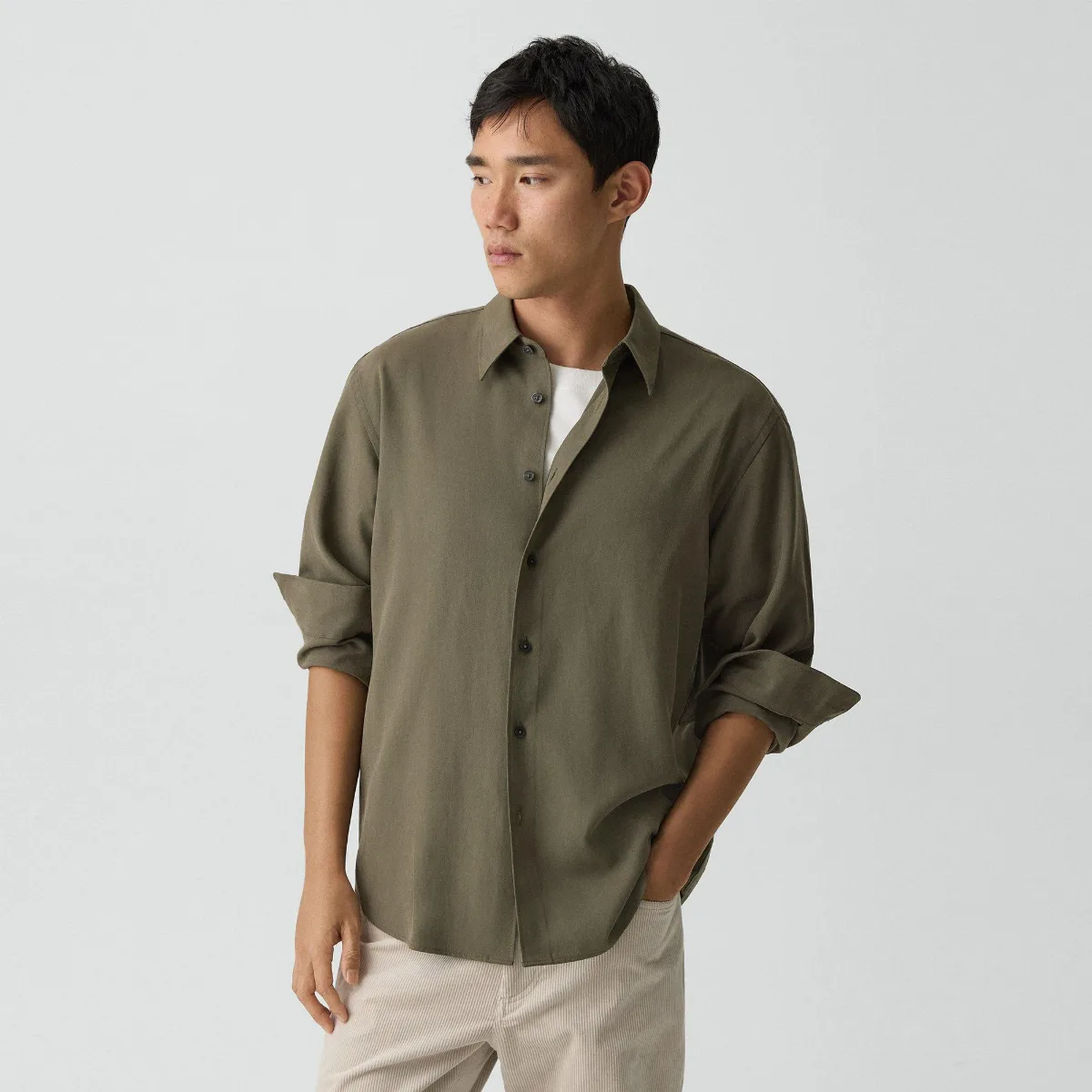 Relaxed Shirt in Leaf Twill by Theory