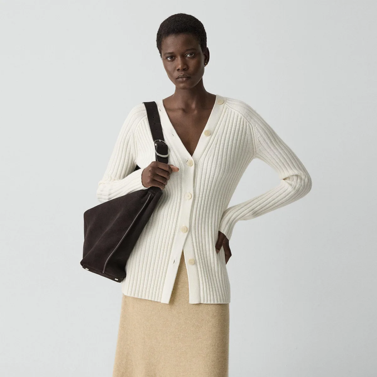 Button-Back Cardigan in Merino Wool by Theory