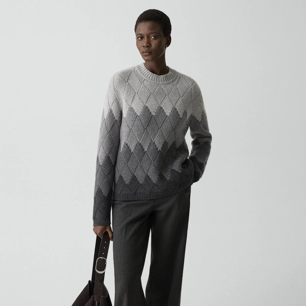 Diamond Weave Sweater in Felted Wool-Cashmere by Theory