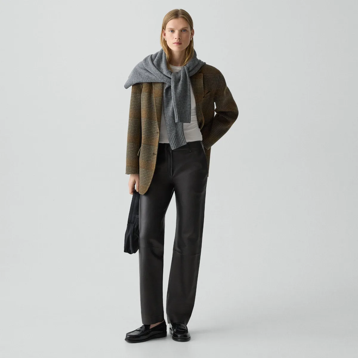 Classic Straight Pant in Sleek Leather by Theory