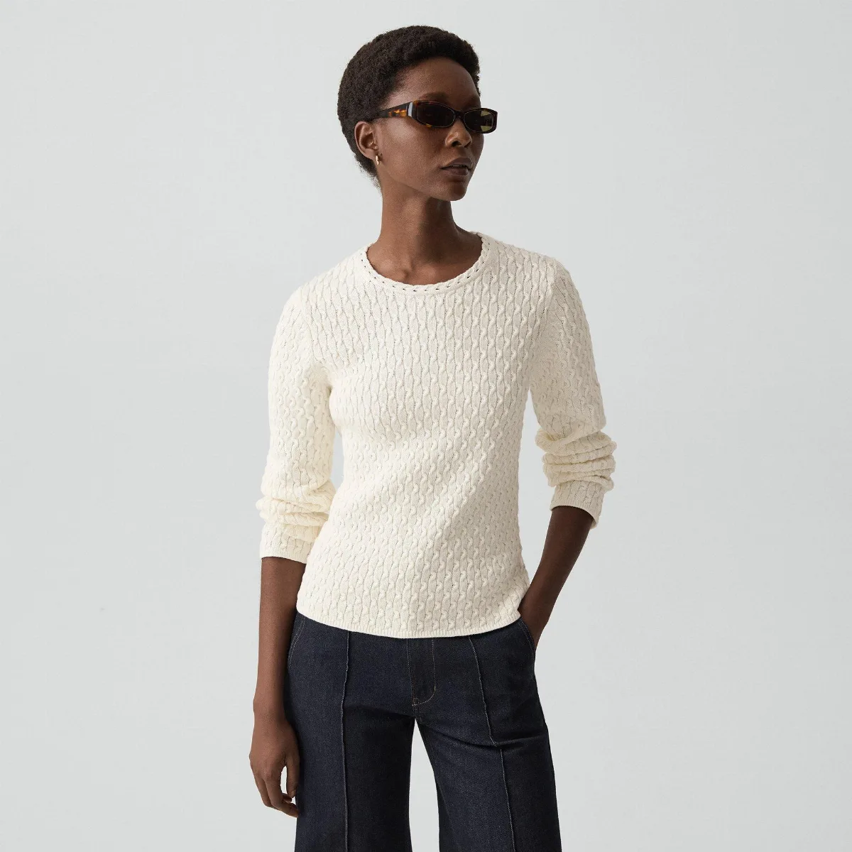 Textured Sweater in Orchard Cotton by Theory