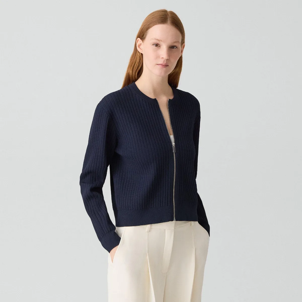 Pointelle Cardigan in Crepe Knit by Theory