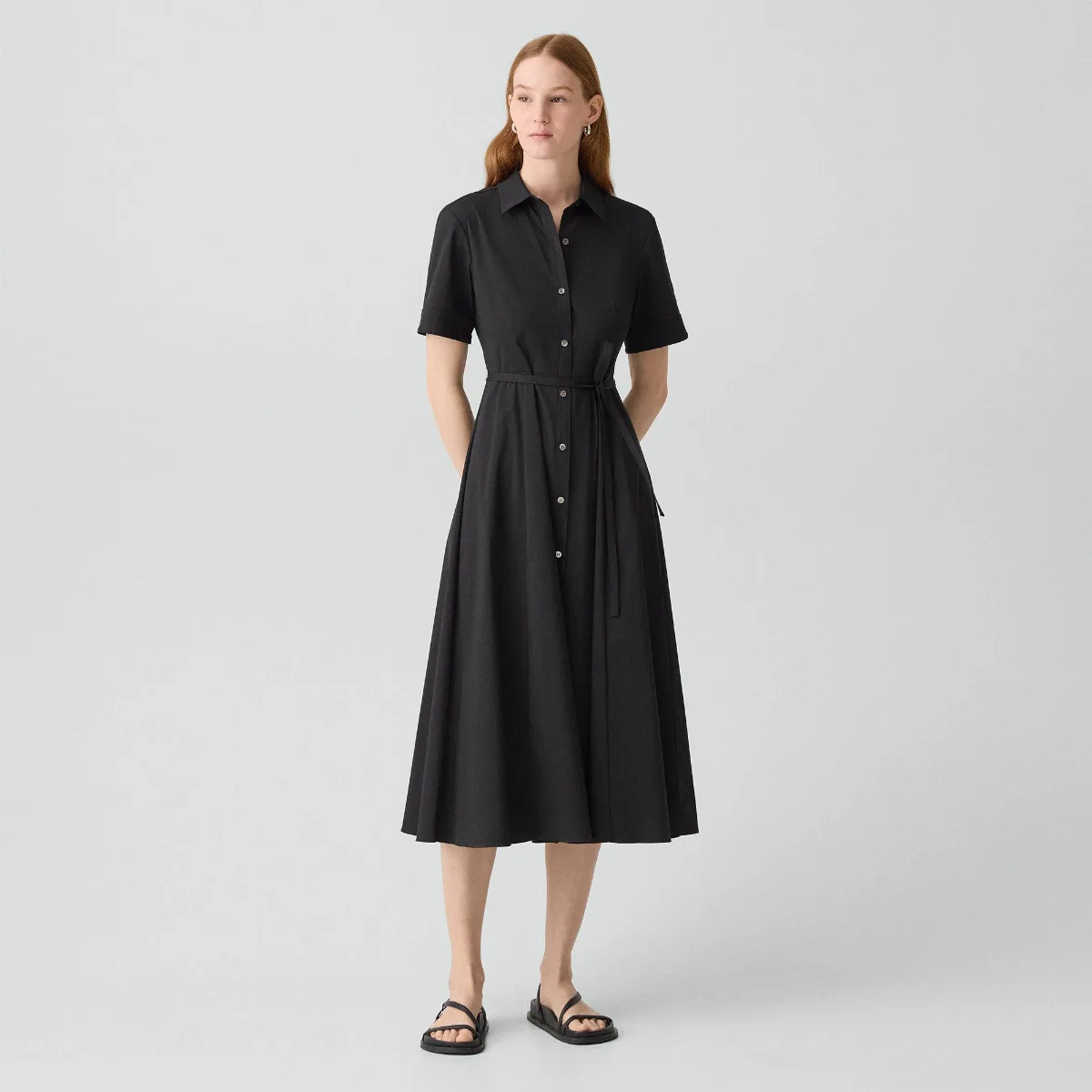 Belted Shirt Dress in Good Poplin