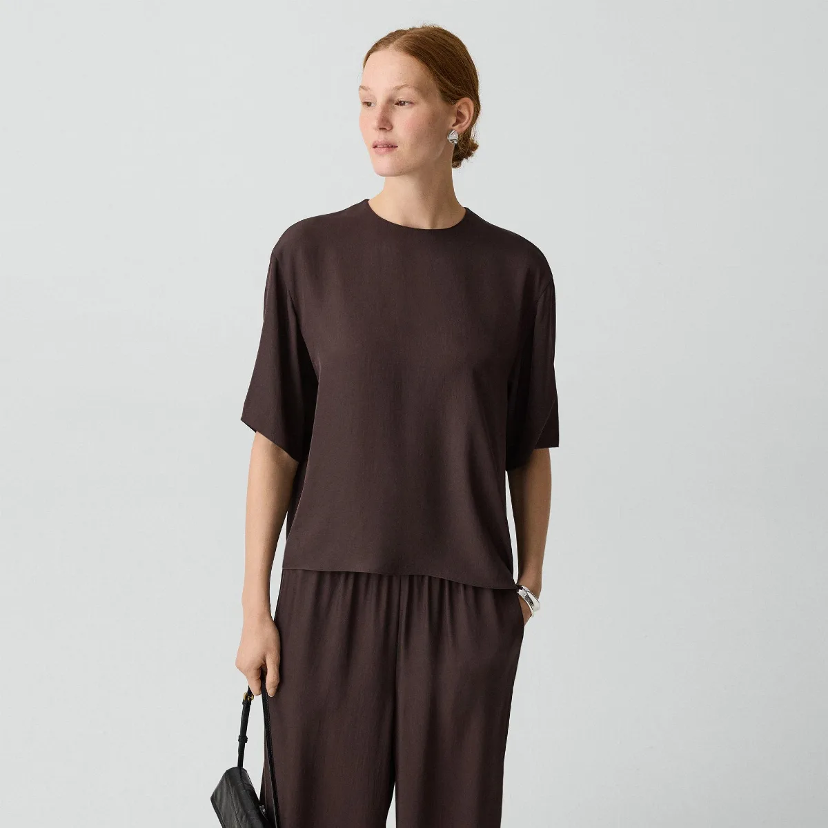 Boxy Tee in Washed Twill by Theory
