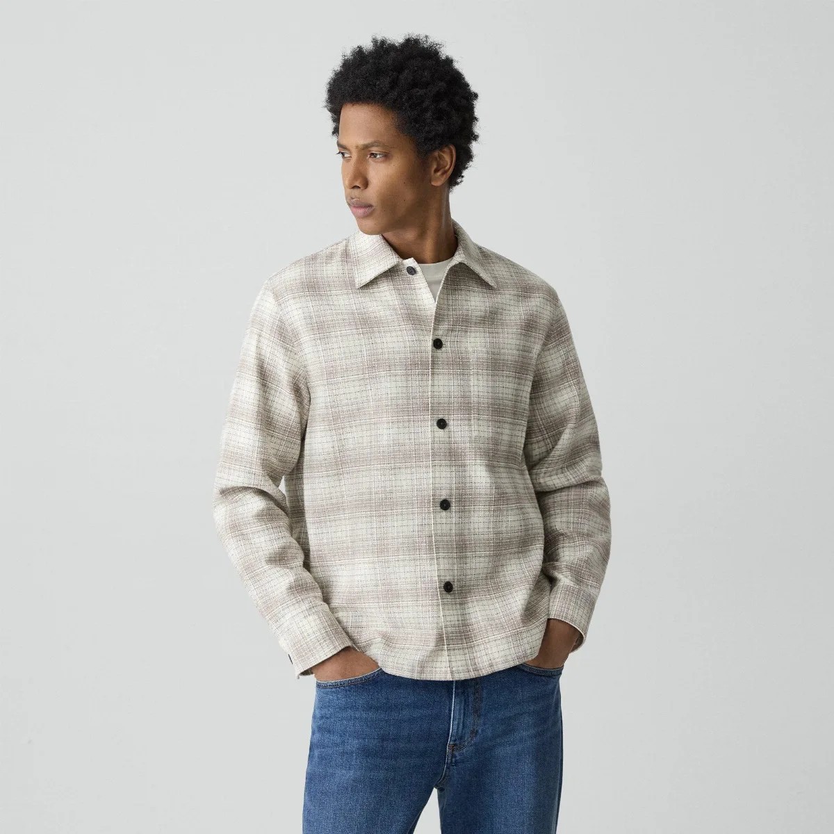 Button-Up Shirt in Textured Check