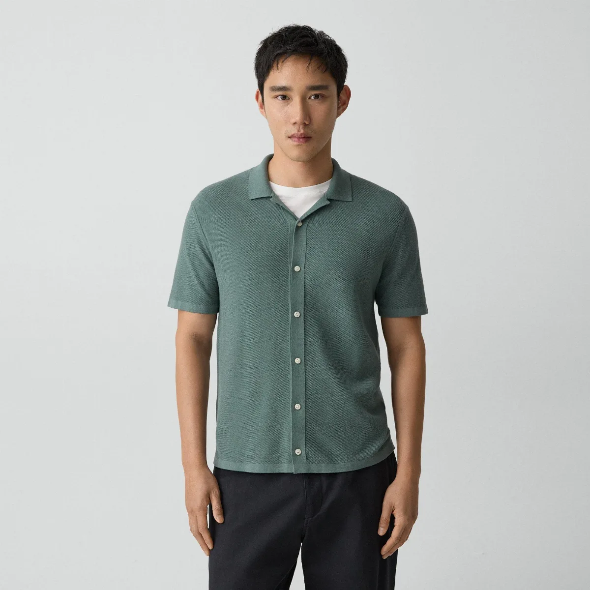 Short-Sleeve Button-Up Shirt in Light Bilen by Theory