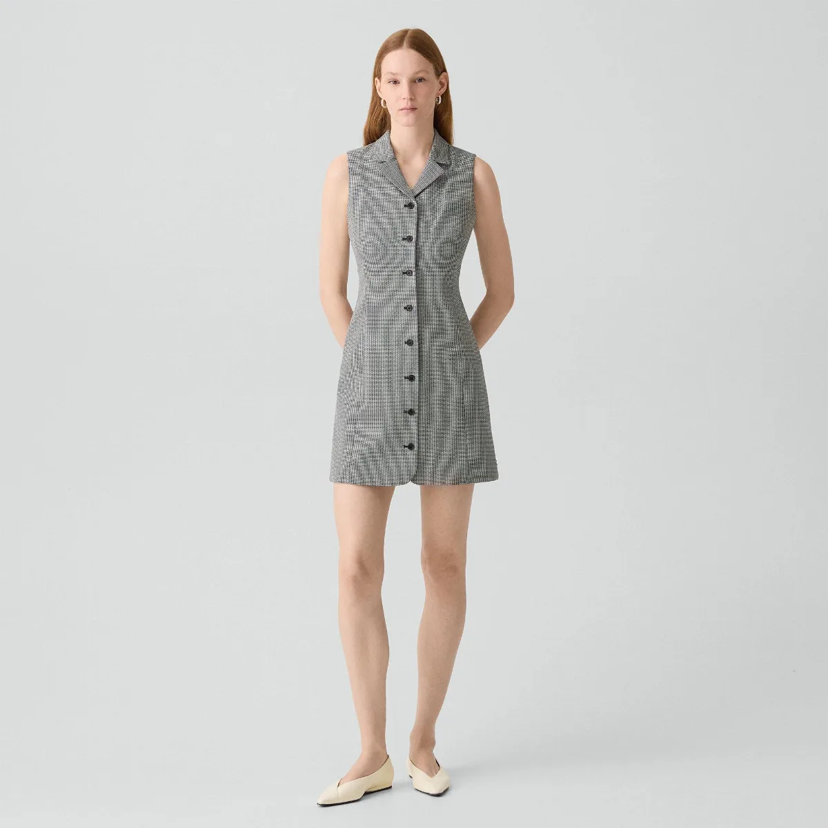 Sleeveless Shirt Dress in Wool-Blend Twist by Theory