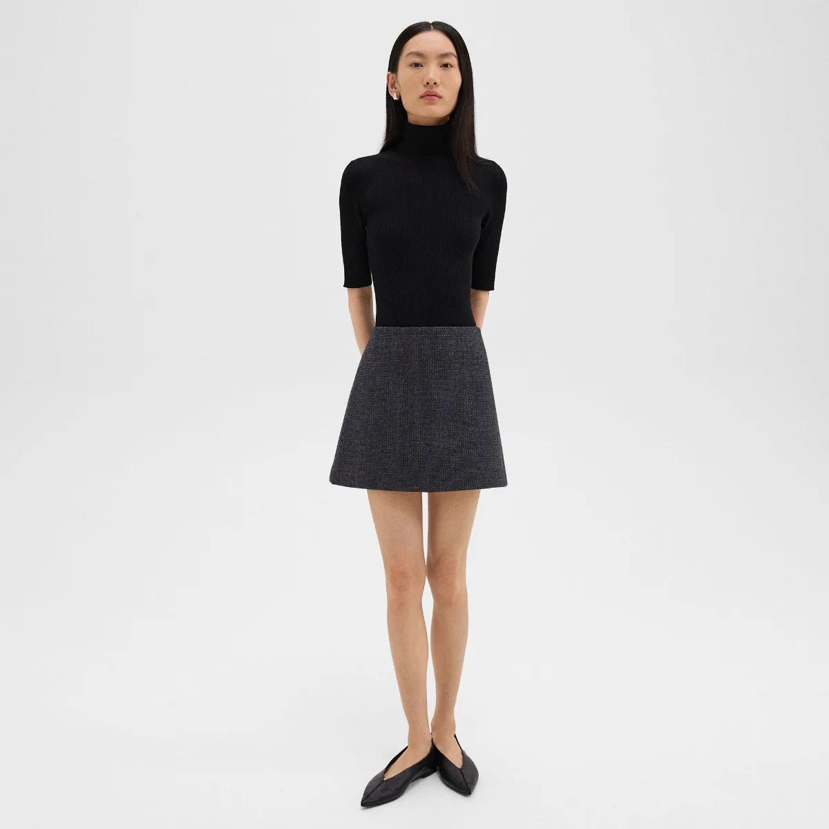 High-Waist Mini Skirt in Tweed by Theory